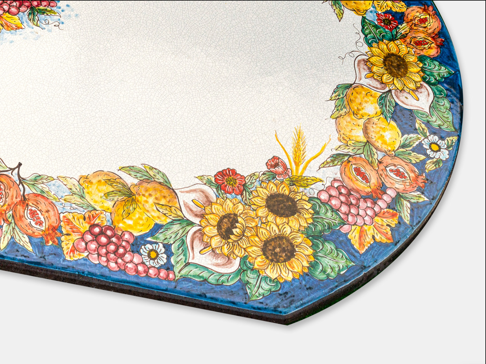 Tavolo Ovale cm 200x98 Pietra Lavica Decoro Uva e Girasoli - TAVOLI
