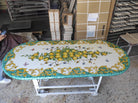 Tavolo Ovale in Pietra Lavica Decoro N.7 - MISURE VARIE - TAVOLO IN PIETRA LAVICA