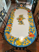 Tavolo Ovale Ornato con Frutti Vari – Pietra Lavica Decorata - TAVOLI