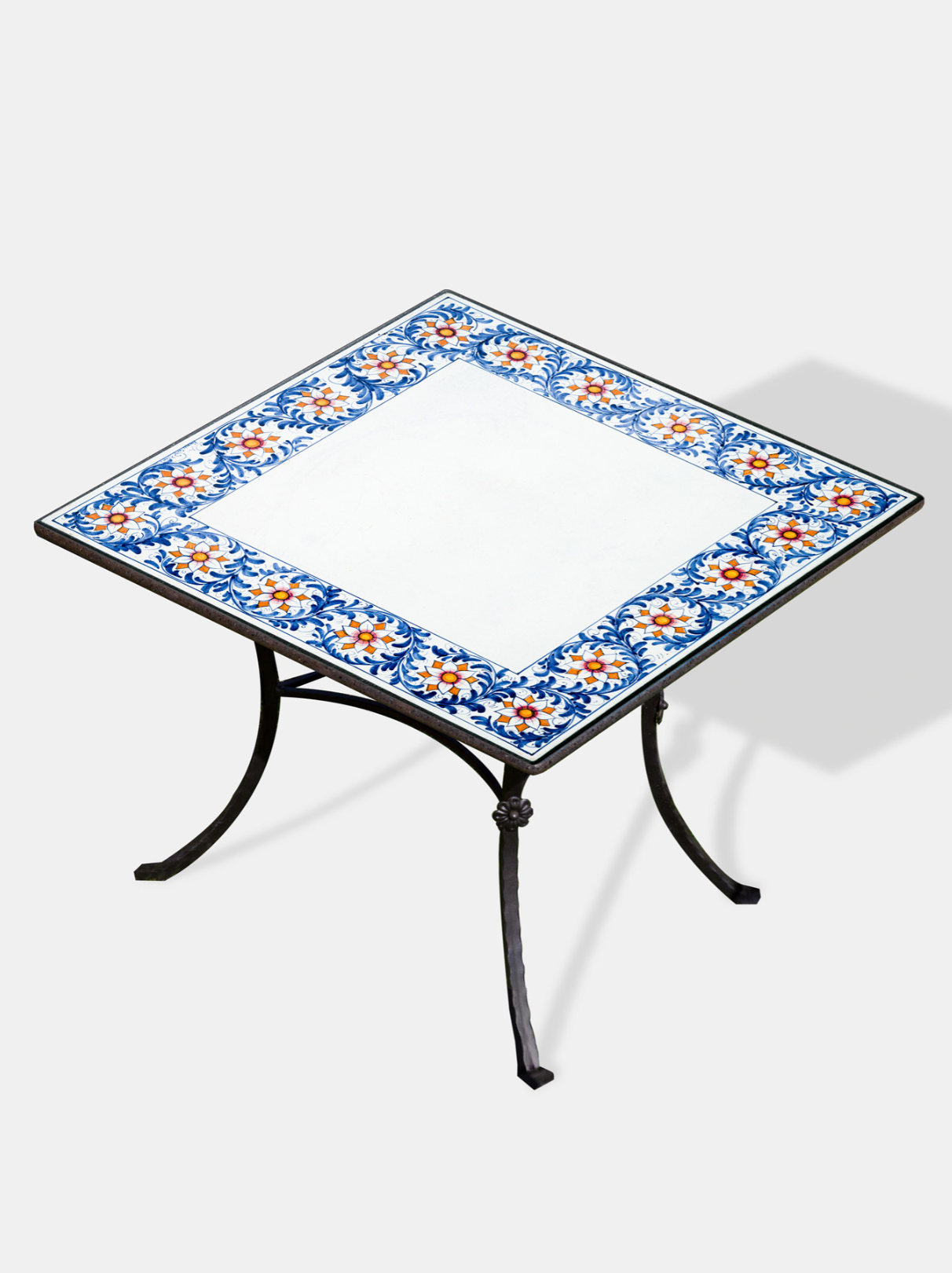 Tavolo Quadrato cm 90 Pietra Lavica Decoro Fiori d’Arancio - TAVOLI