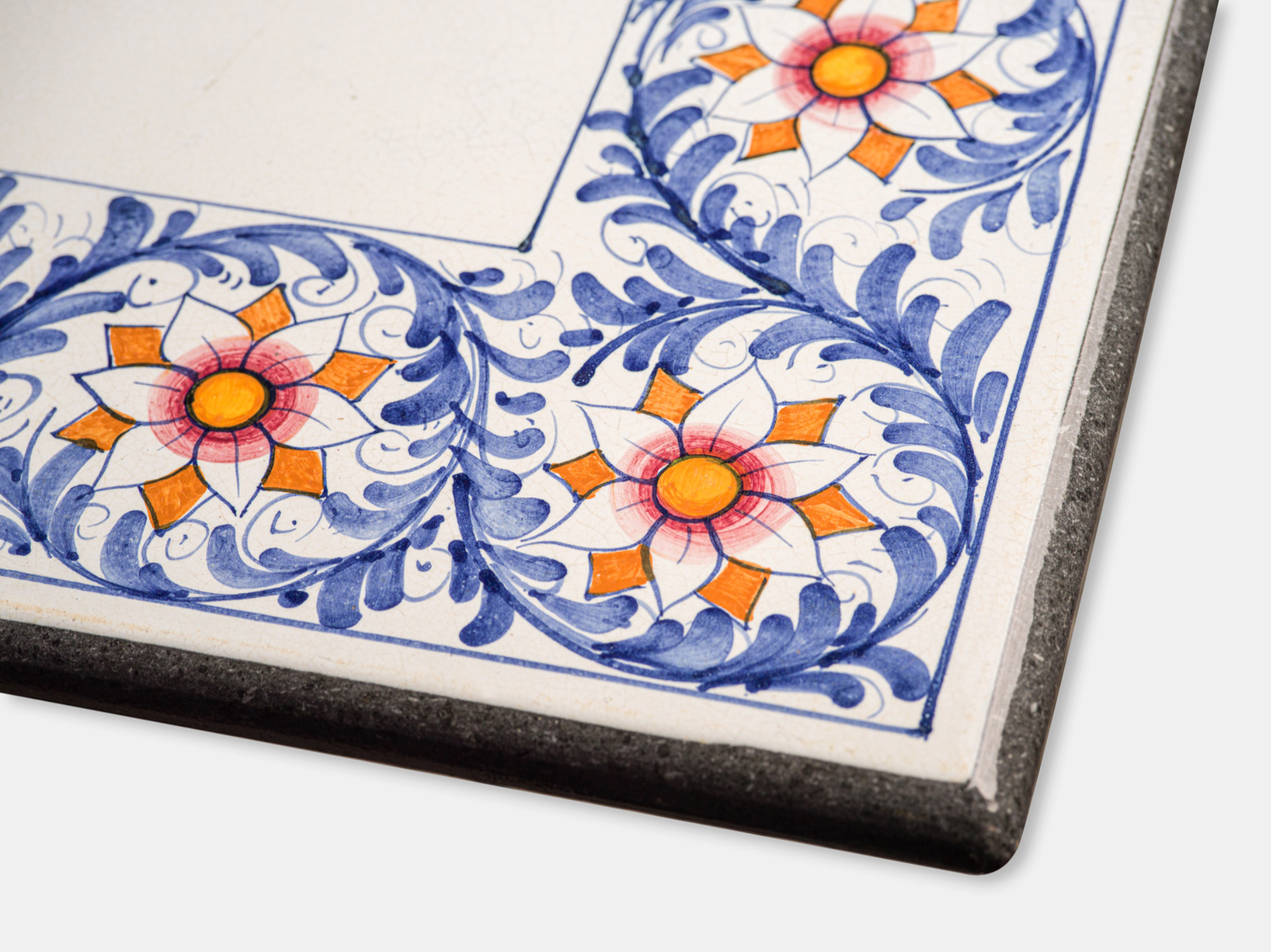 Tavolo Quadrato cm 90 Pietra Lavica Decoro Fiori d’Arancio - TAVOLI