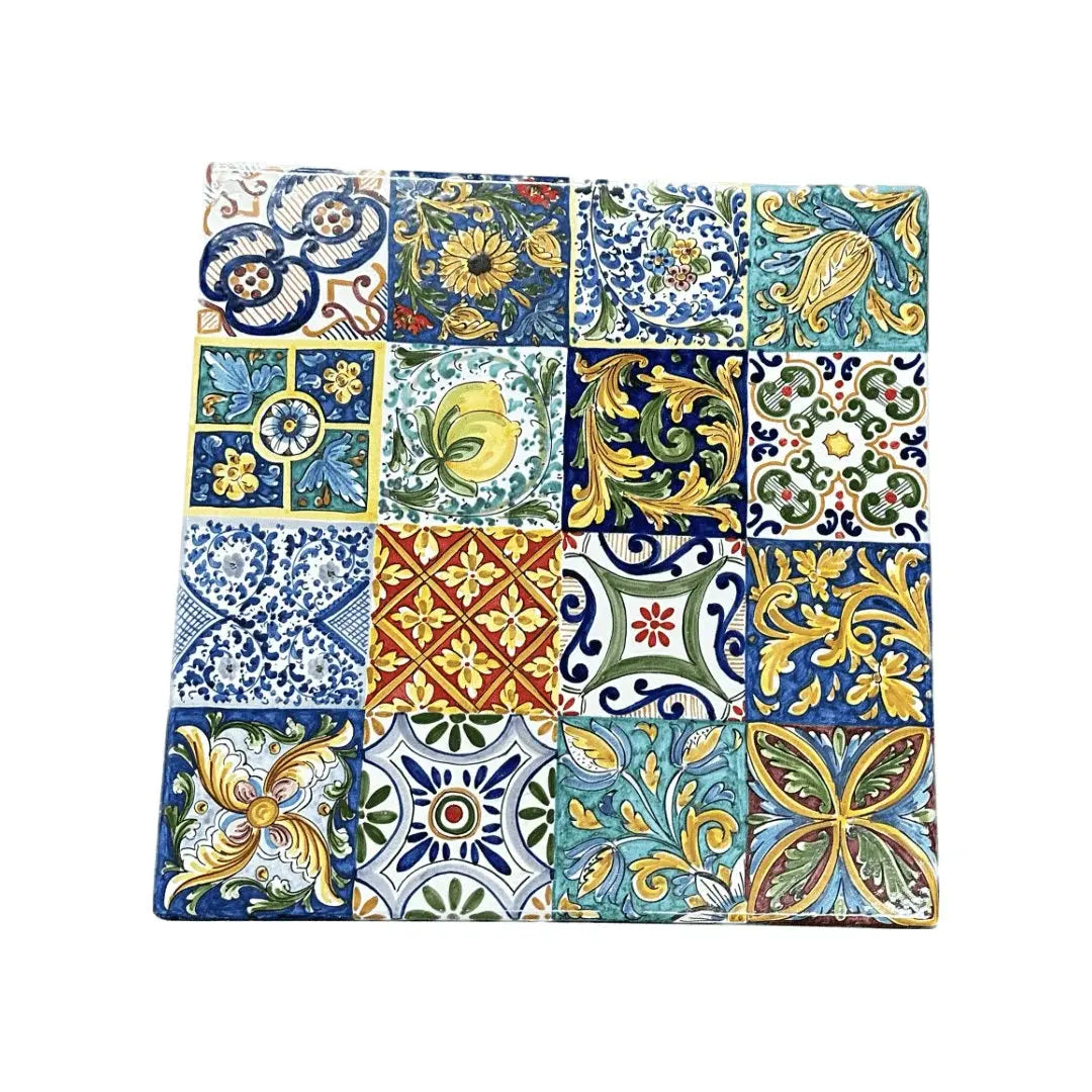 Tavolo Quadrato in Pietra Lavica Decoro N.3 - MISURE VARIE - TAVOLO IN PIETRA LAVICA