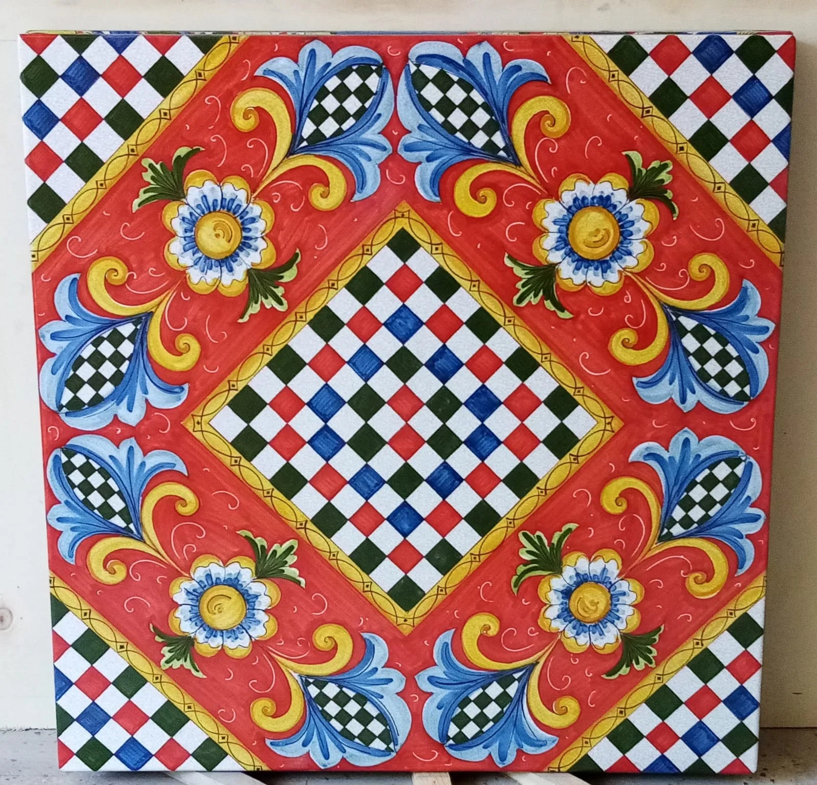 Tavolo Quadrato Scacchi – Pietra Lavica Decorato - TAVOLI