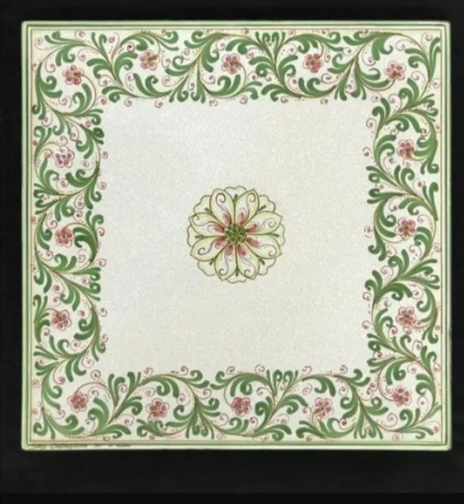 Tavolo Quadrato Seicento Verde – Pietra Lavica Decorato - TAVOLI