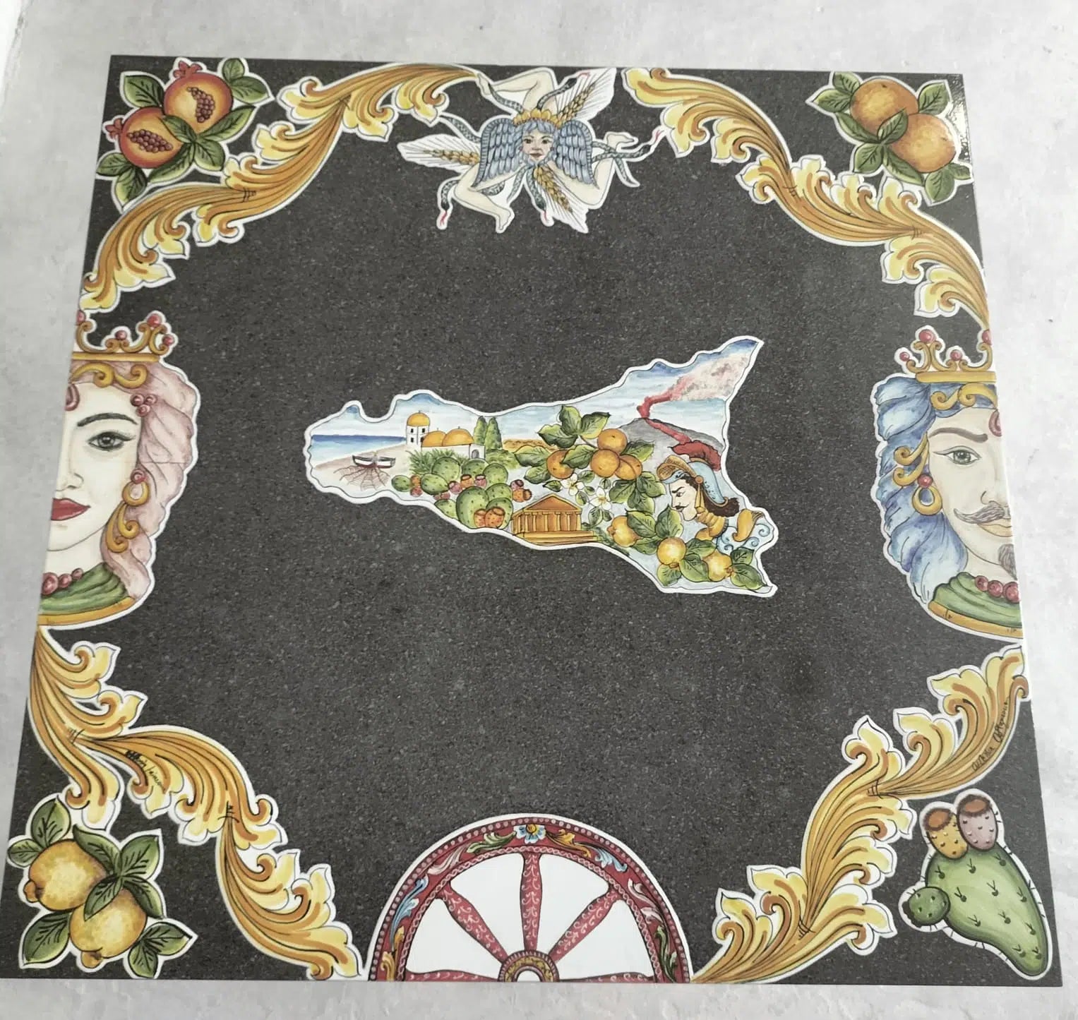 Tavolo Quadrato Sicilia – Pietra Lavica Decorato - TAVOLI