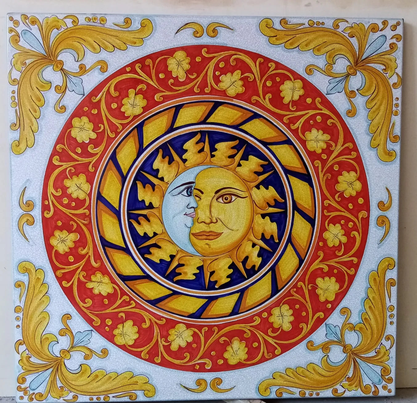 Tavolo Quadrato Sole e Luna – Pietra Lavica Decorato - TAVOLI