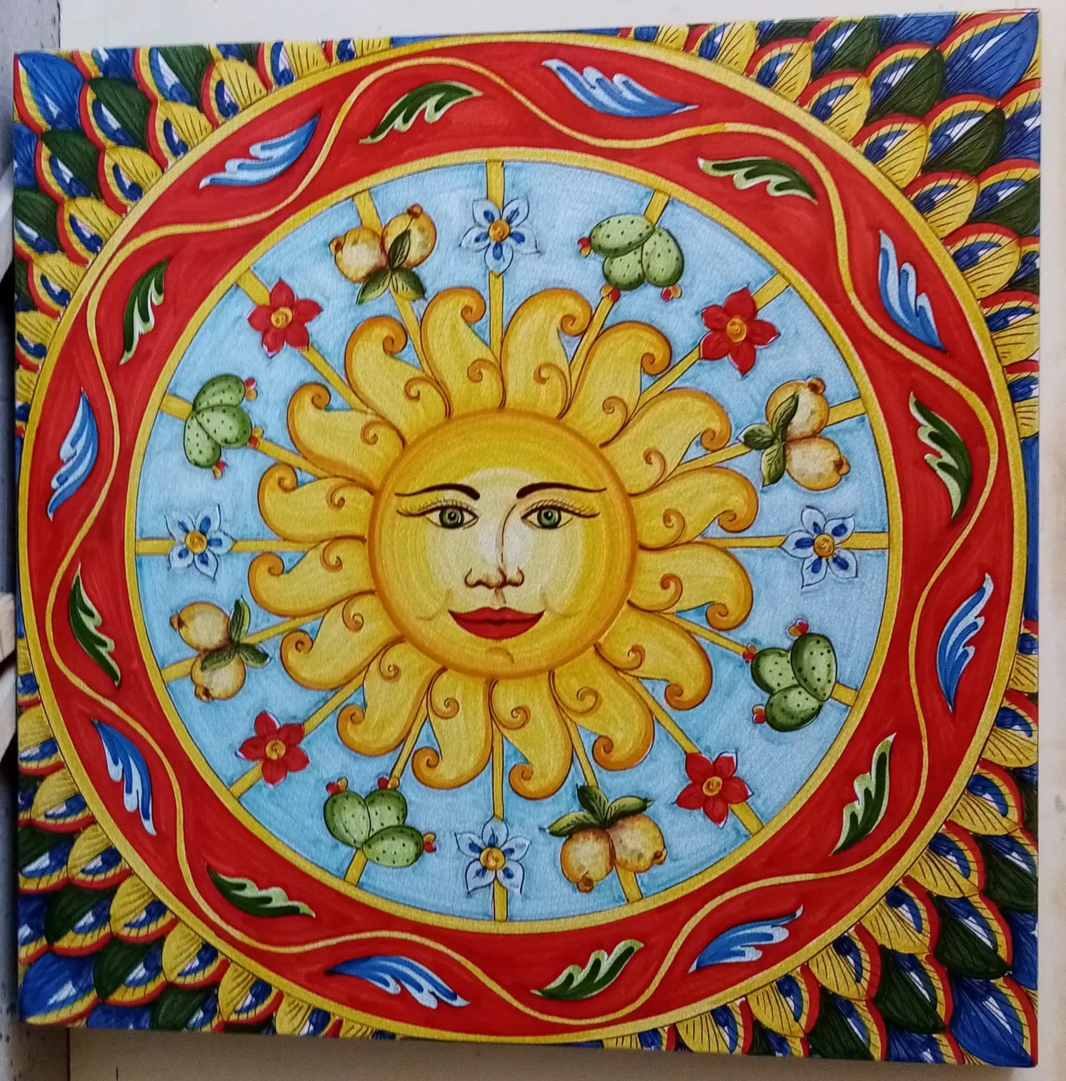 Tavolo Quadrato Sole – Pietra Lavica Decorato - TAVOLI