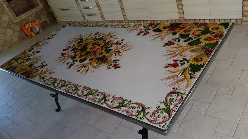 Tavolo Rettangolare Allegoria di Colori – Pietra Lavica Decorata - TAVOLI