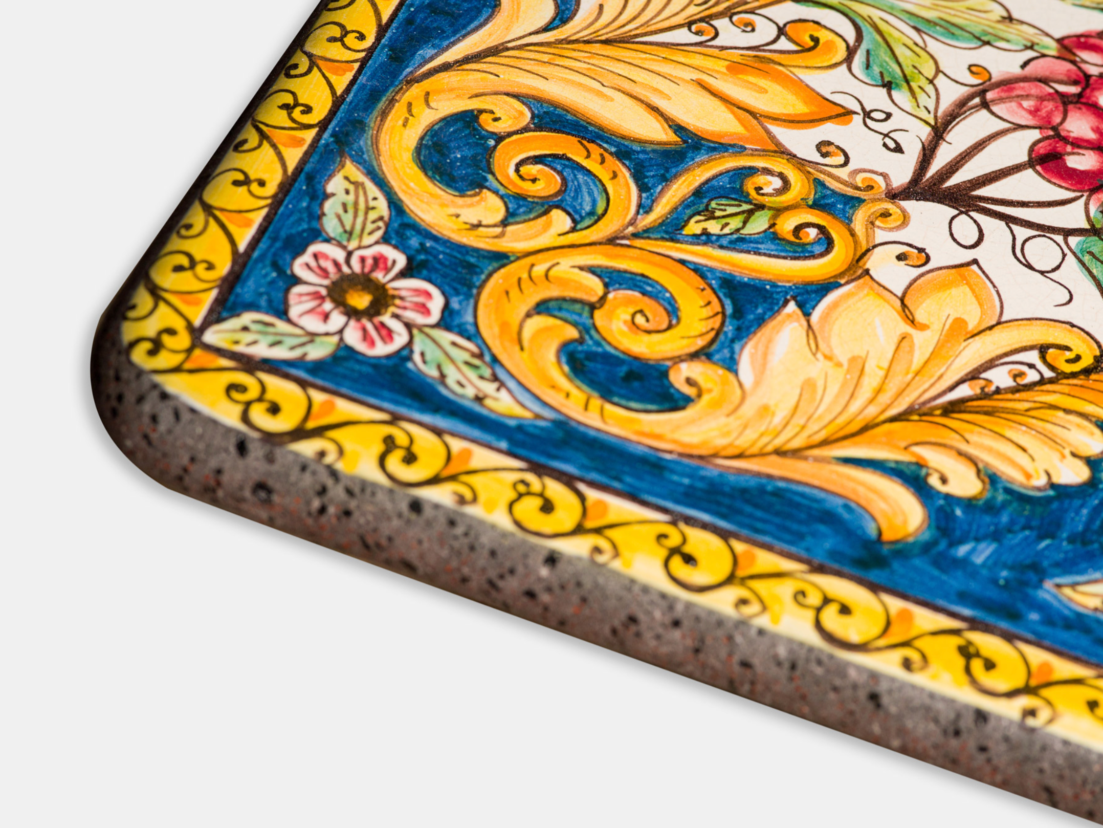 Tavolo Rettangolare cm 250x120 Pietra Lavica Decoro Uva e Melograni - TAVOLI