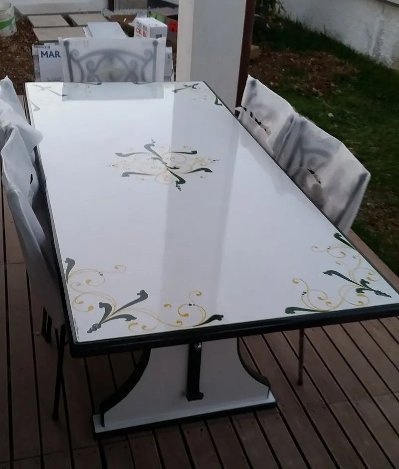 Tavolo Rettangolare in STILE – Pietra Lavica Decorata - TAVOLI