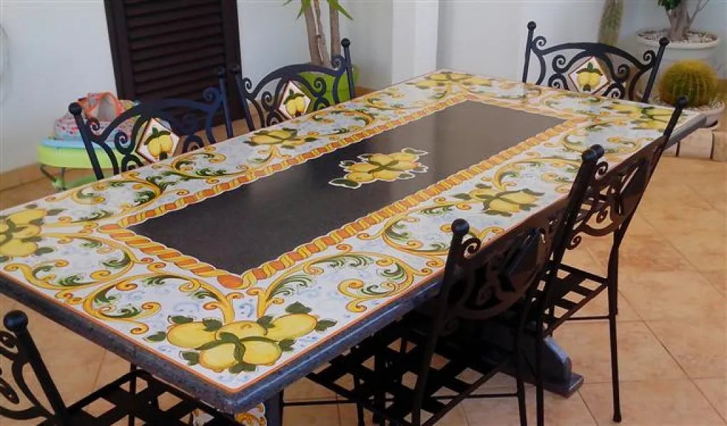 Tavolo Rettangolare Limoni dell’Etna – Pietra Lavica Decorata - TAVOLI