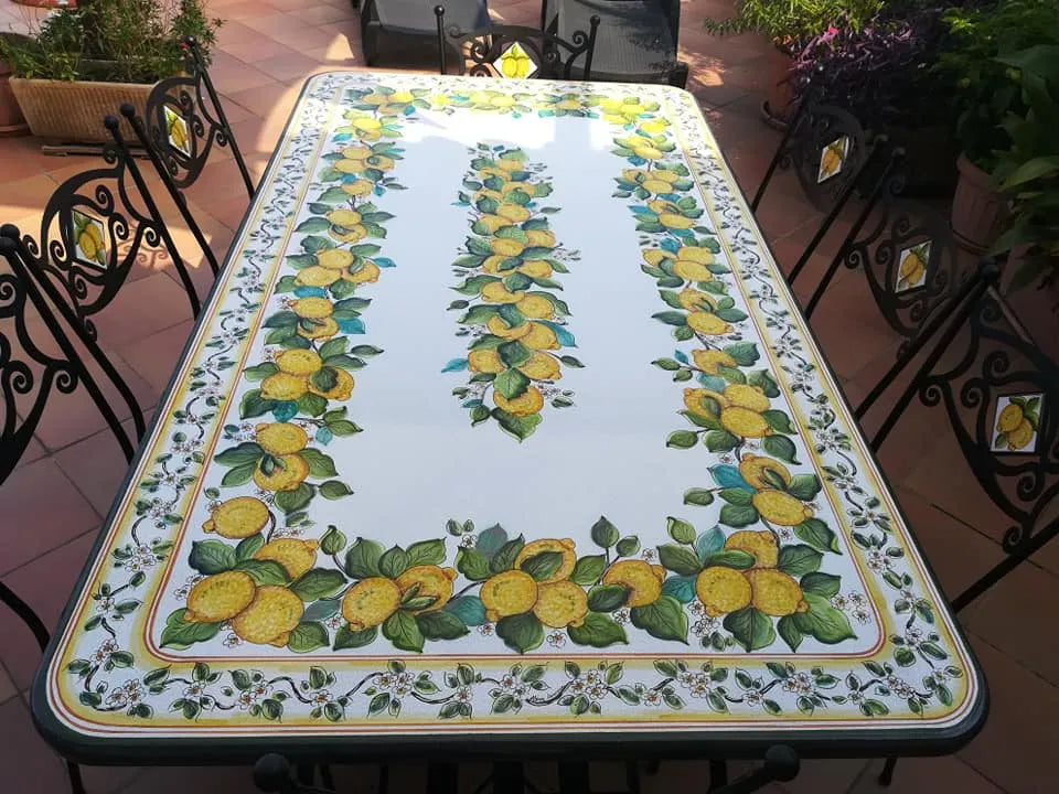Tavolo Rettangolare Limoni di Sicilia – Pietra Lavica Decorata - TAVOLI