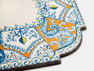 Tavolo Rettangolare Sagomato cm 180x95 Pietra Lavica Decoro Blu e Arancio - TAVOLI