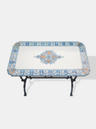 Tavolo Rettangolare Sagomato cm 180x95 Pietra Lavica Decoro Blu e Arancio - TAVOLI