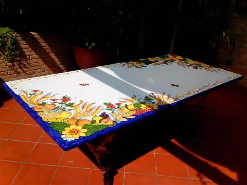 Tavolo Rettangolare Scontornato Blu – Pietra Lavica Decorata - TAVOLI