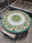 Tavolo Rotondo in Pietra Lavica Decoro N.13- MISURE VARIE - TAVOLO IN PIETRA LAVICA