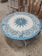 Tavolo Rotondo in Pietra Lavica Decoro N.15- MISURE VARIE - TAVOLO IN PIETRA LAVICA