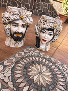 Teste di Moro Classica Gigante Ceramica Caltagirone cm H.47 L.36 Artigianale Decorazione Barocco - DD CERAMICHE SICILIANE