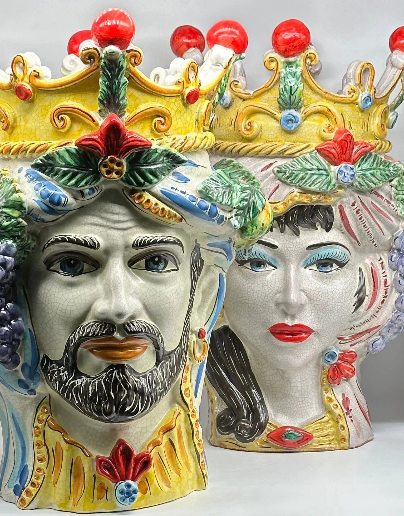 Testa di Moro Gigante Ceramica Caltagirone cm H.50 L.37 Artigianale Craquelé DD CERAMICHE SICILIANE