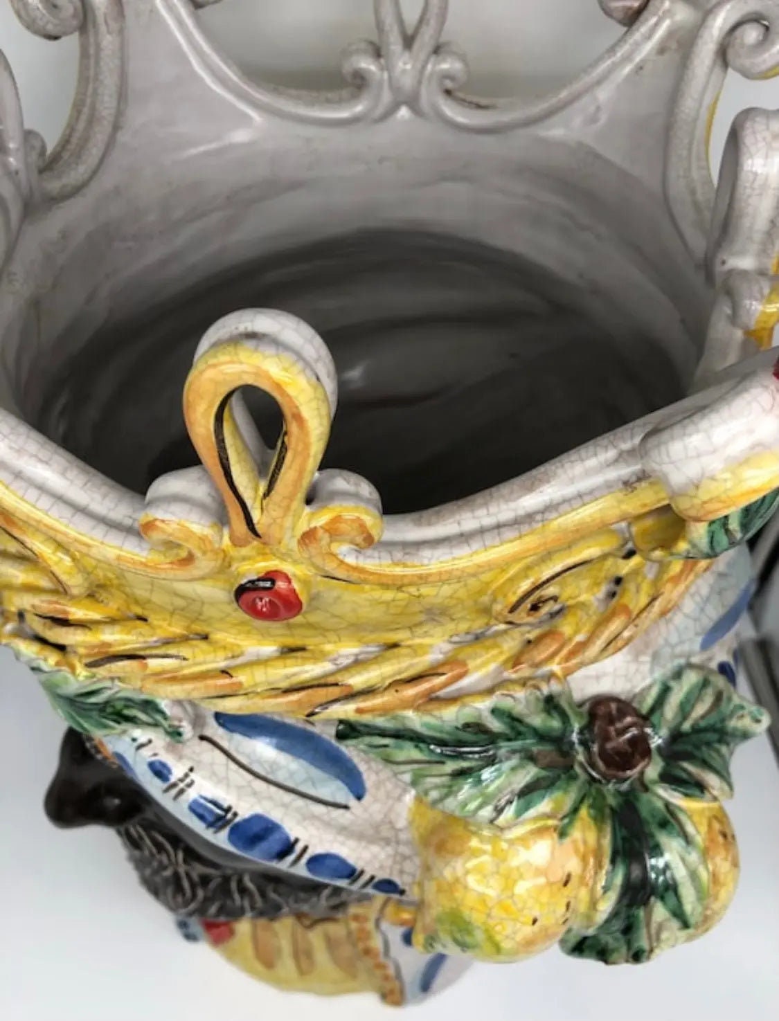 Teste di Moro Gigante Ceramica Caltagirone cm H.50 L.37 Artigianale Craquelé DD CERAMICHE SICILIANE