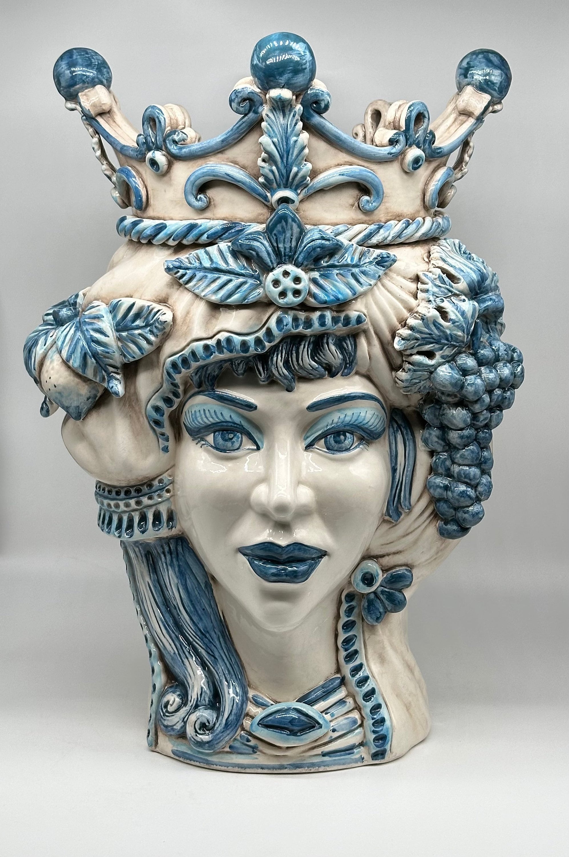 Teste di Moro Giganti Ceramica Caltagirone cm H.50 L.37 Artigianale Vella