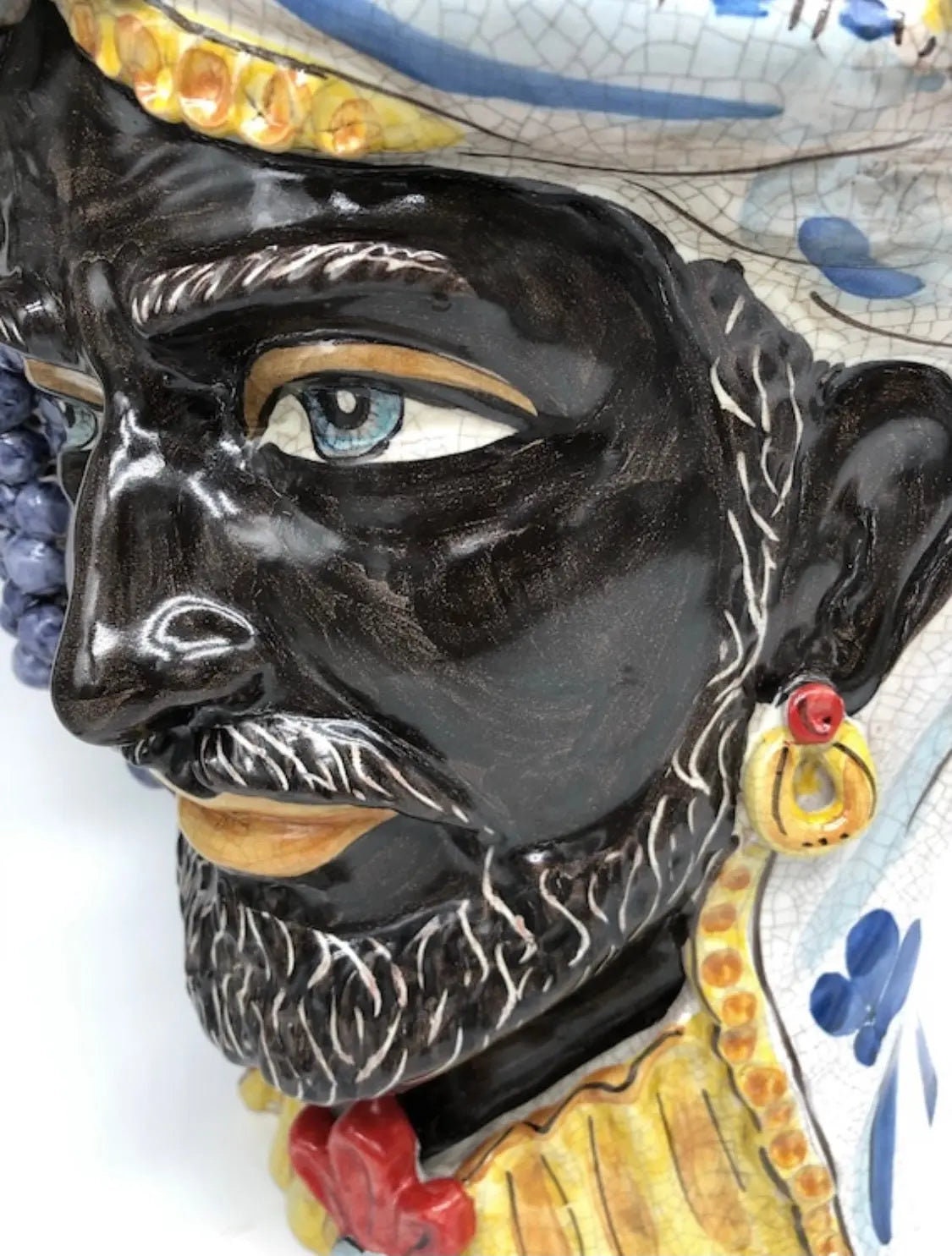 Teste di Moro Gigante Ceramica Caltagirone cm H.50 L.37 Artigianale Craquelé DD CERAMICHE SICILIANE