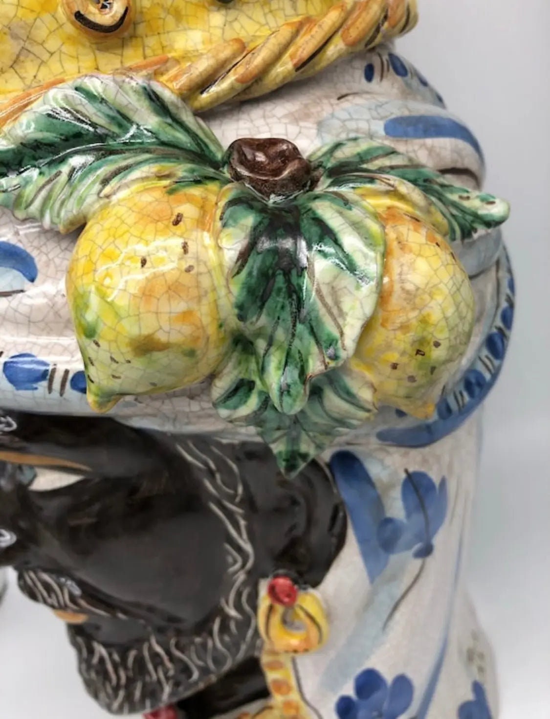 Teste di Moro Gigante Ceramica Caltagirone cm H.50 L.37 Artigianale Craquelé DD CERAMICHE SICILIANE