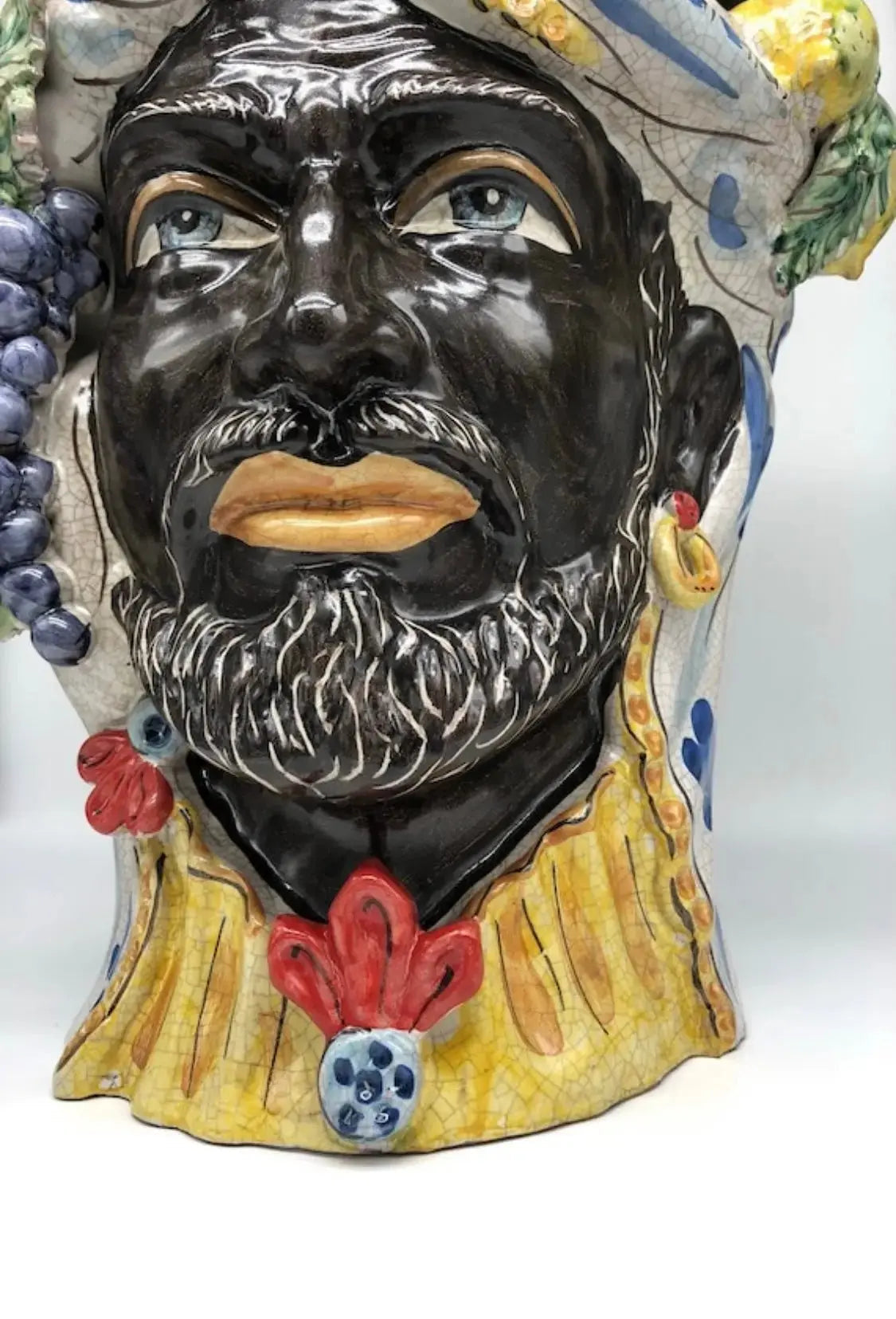 Teste di Moro Gigante Ceramica Caltagirone cm H.50 L.37 Artigianale Craquelé - DD CERAMICHE SICILIANE