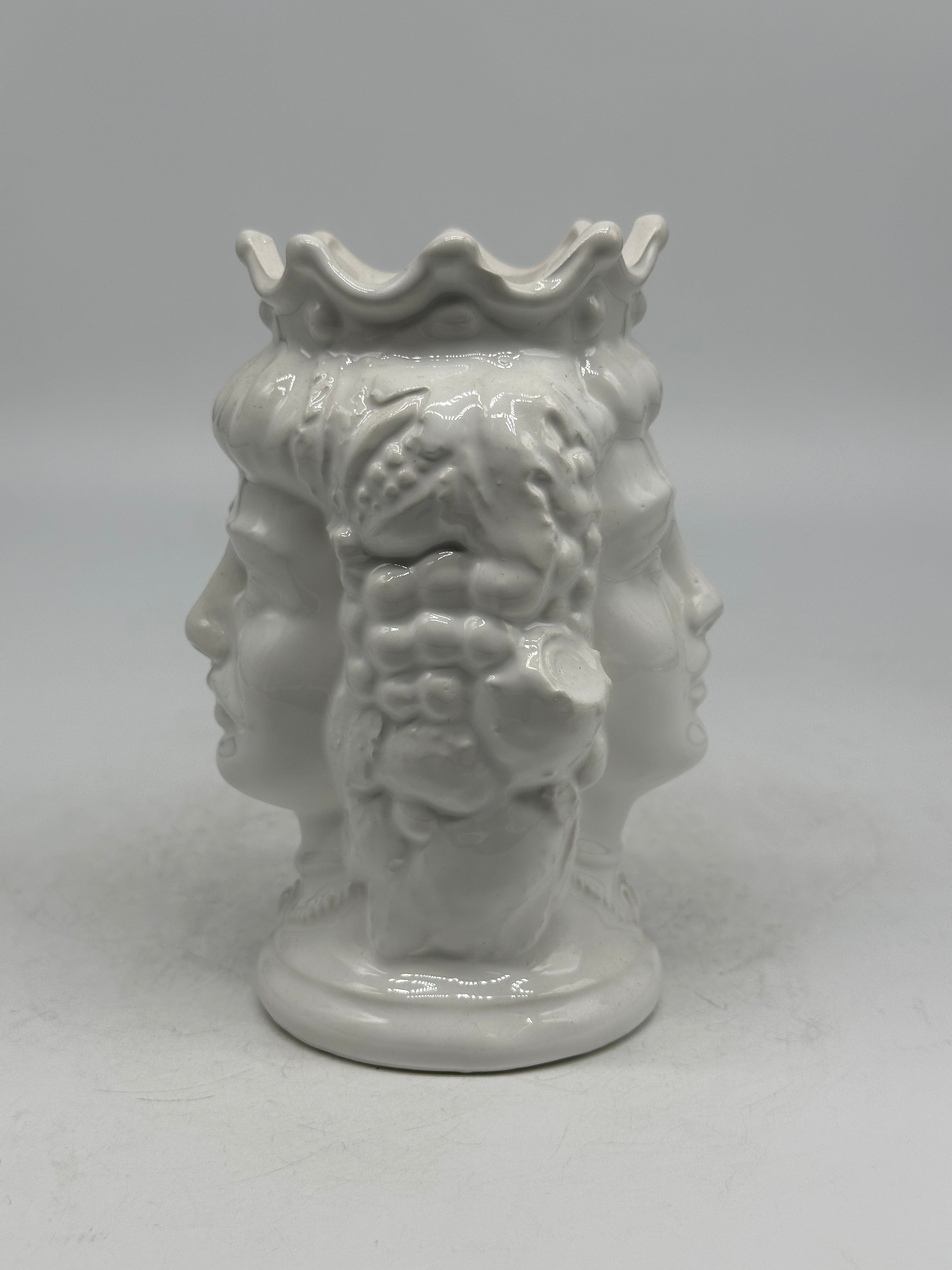 Testa di Moro Kalat Frutta Bifacciale Ceramica Caltagirone cm H.14 L.9 Artigianale VARI COLORI - TESTA DI MORO