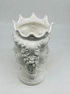 Testa di Moro Kalat Frutta BIFACCIALE Ceramica Caltagirone cm H.26 L.16 Artigianale Bianco