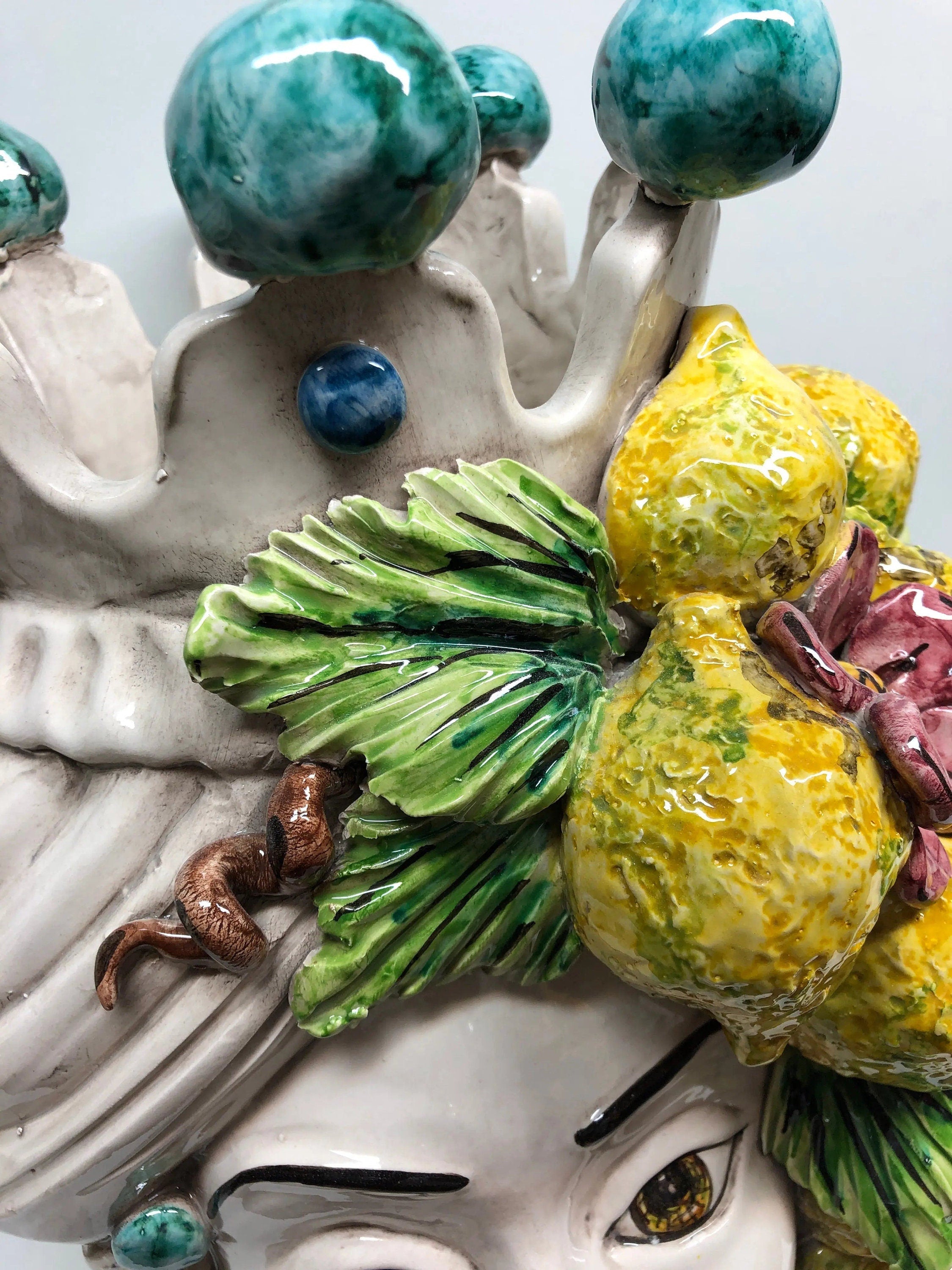 Teste di Moro Limoni Gigante Ceramica Caltagirone cm H.40 L.28 Artigianale DD CERAMICHE SICILIANE