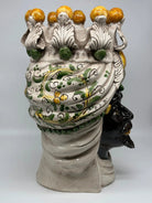 Teste di Moro Seicento Ceramica Caltagirone cm H.40 L.24 Artigianale Giallo Verde DD CERAMICHE SICILIANE
