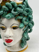 Testa Mitologica Medusa Ceramica Caltagirone cm H.20 L.15 Artigianale - TESTA DI MORO