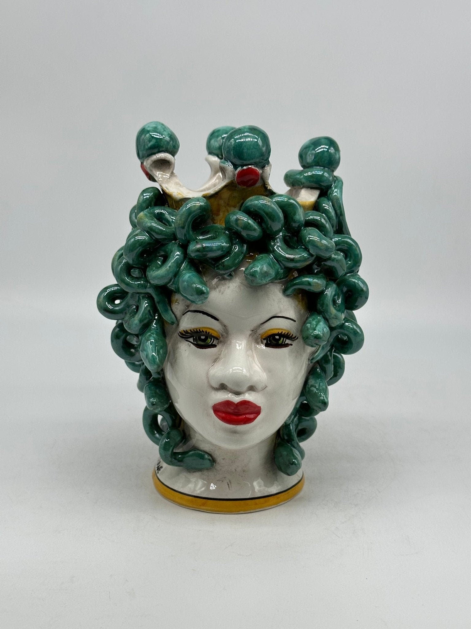 Testa Mitologica Medusa Ceramica Caltagirone cm H.20 L.15 Artigianale - DD CERAMICHE SICILIANE