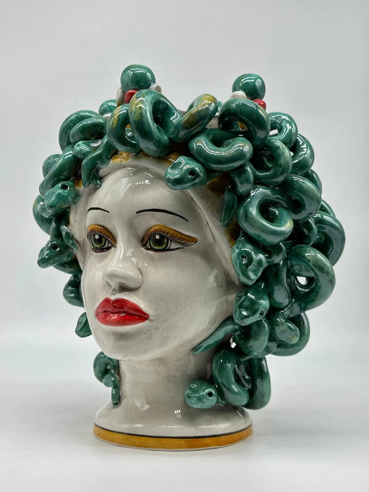 Testa Mitologica Medusa Ceramica Caltagirone cm H.30 L.25 Artigianale - TESTA DI MORO