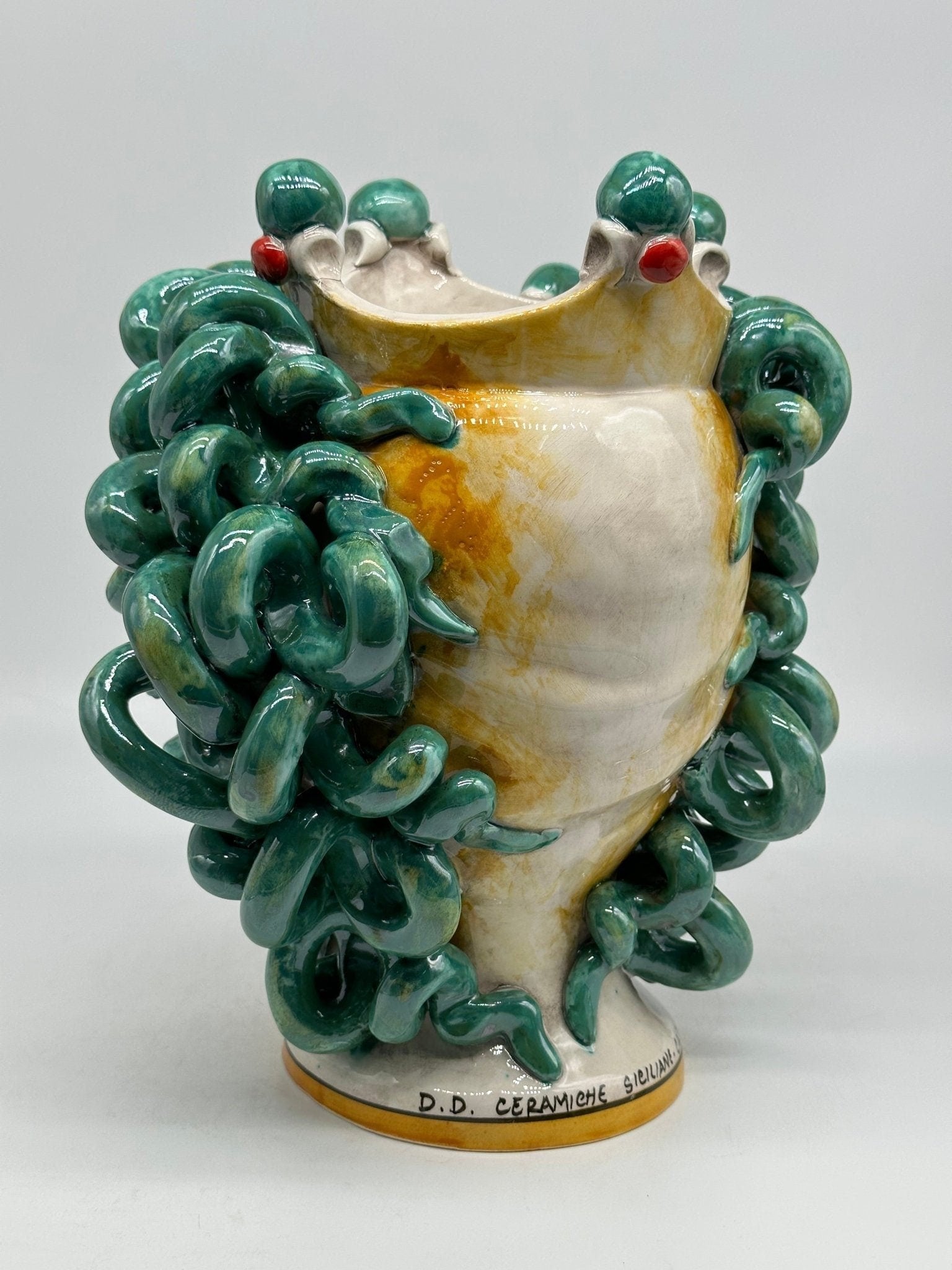 Testa Mitologica Medusa Ceramica Caltagirone cm H.30 L.25 Artigianale - DD CERAMICHE SICILIANE