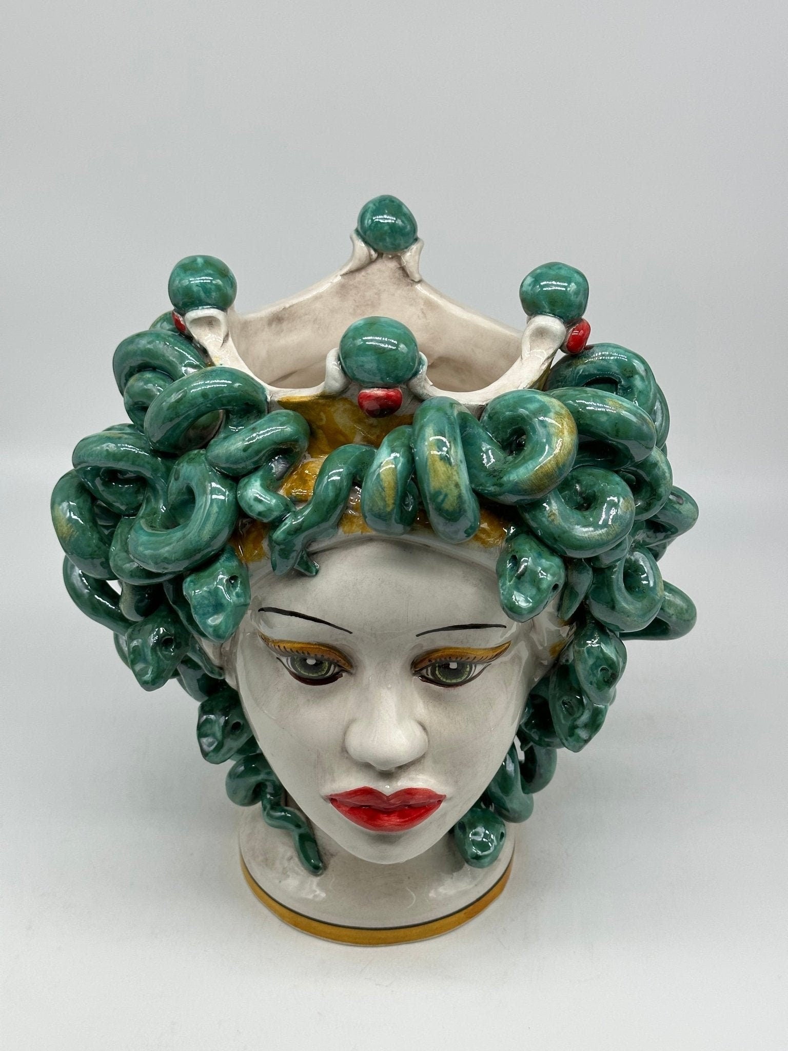 Testa Mitologica Medusa Ceramica Caltagirone cm H.30 L.25 Artigianale - DD CERAMICHE SICILIANE