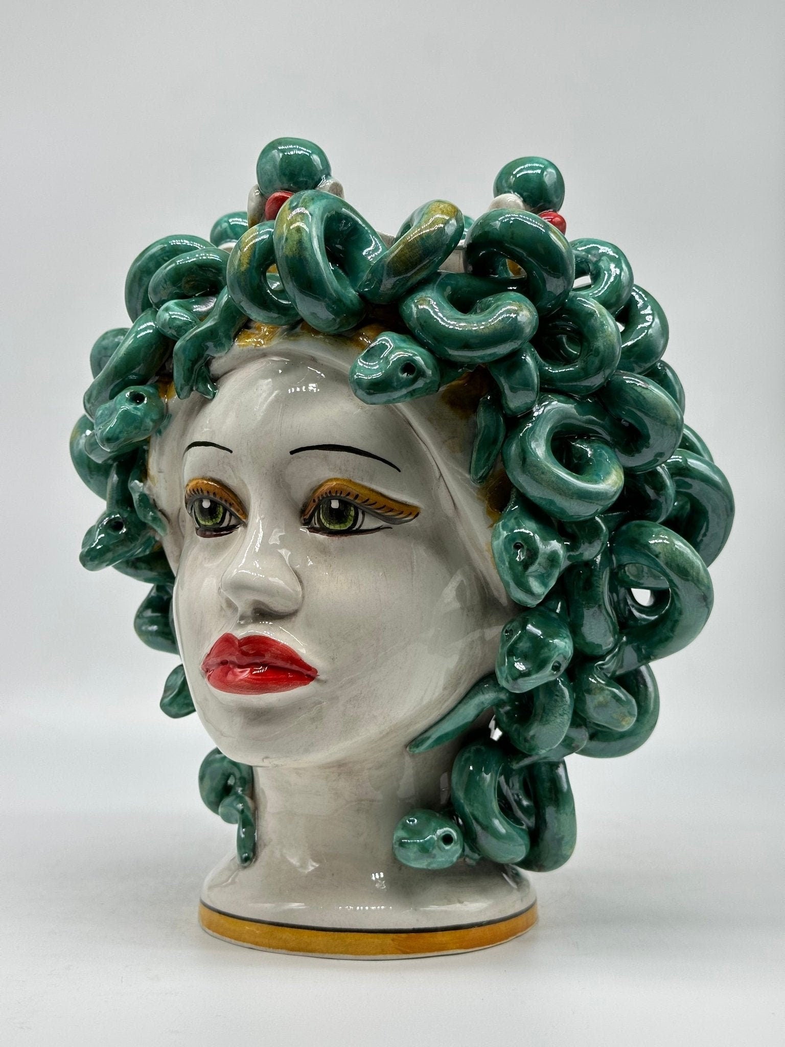 Testa Mitologica Medusa Ceramica Caltagirone cm H.30 L.25 Artigianale - DD CERAMICHE SICILIANE
