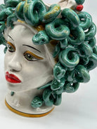 Testa Mitologica Medusa Ceramica Caltagirone cm H.30 L.25 Artigianale - TESTA DI MORO