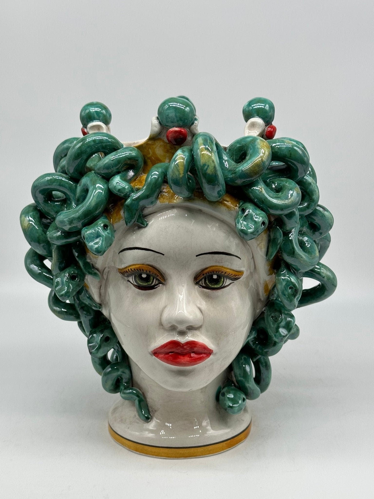 Testa Mitologica Medusa Ceramica Caltagirone cm H.30 L.25 Artigianale - DD CERAMICHE SICILIANE