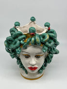 Testa Mitologica Medusa Ceramica Caltagirone cm H.30 L.25 Artigianale - TESTA DI MORO