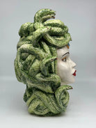 Testa Mitologica Medusa Ceramica Caltagirone cm H.38 L.25 Artigianale Verde - TESTA DI MORO