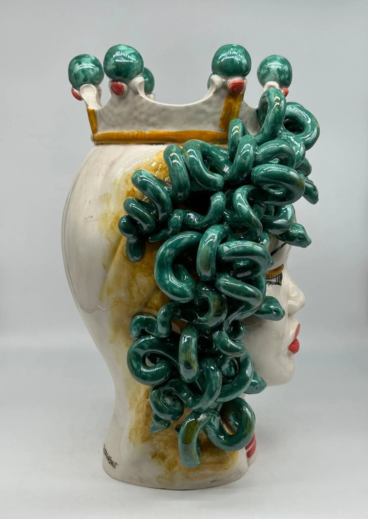 Testa Mitologica Medusa Ceramica Caltagirone cm H.40 L.30 Artigianale - TESTA DI MORO