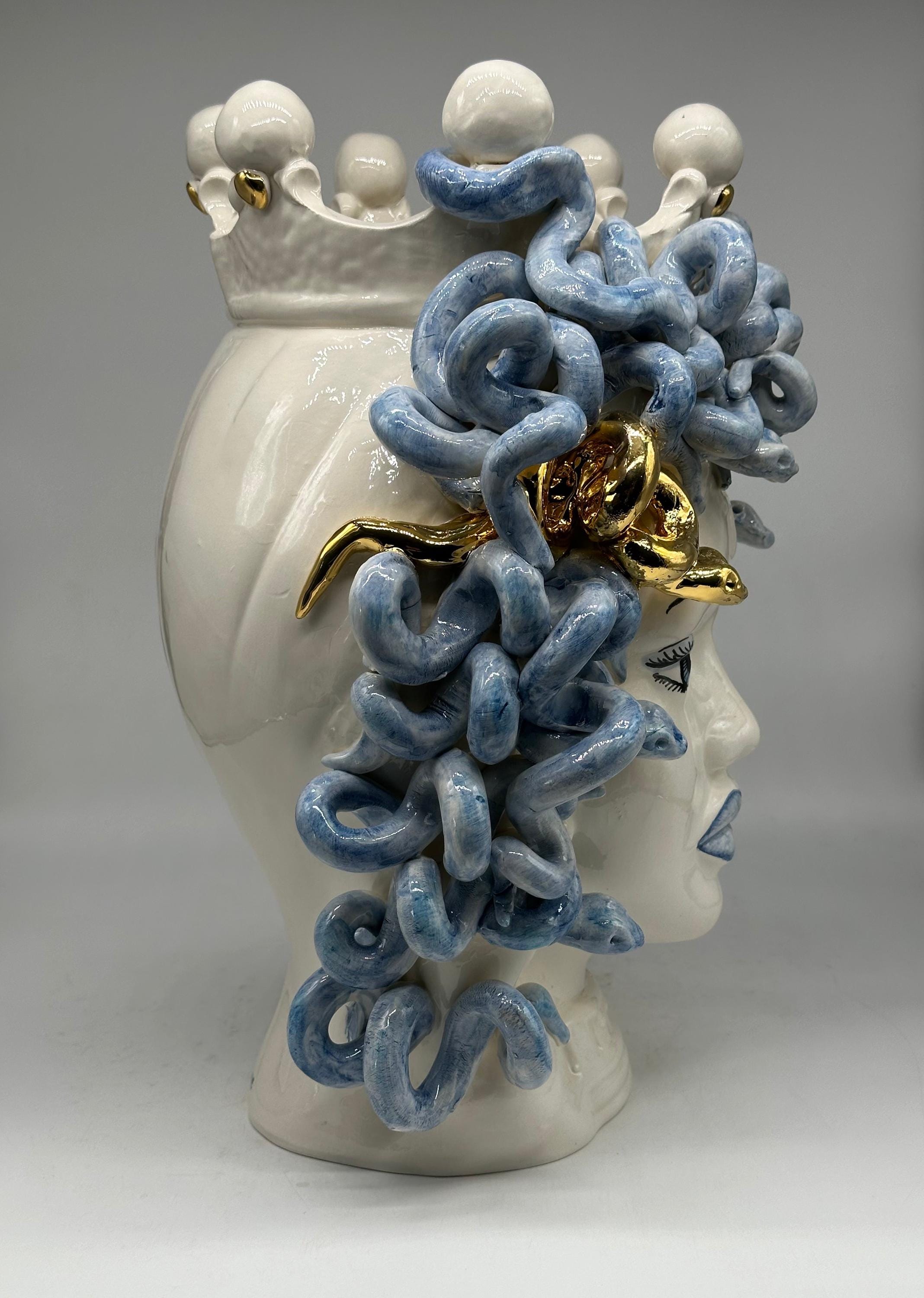 Testa Mitologica Medusa “Luxury” Ceramica Caltagirone cm H.40 L.30 Artigianale - TESTA DI MORO