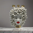 Testa Mitologica Medusa “Luxury Madreperla” Ceramica Caltagirone cm H.40 L.30 Artigianale - TESTA DI MORO