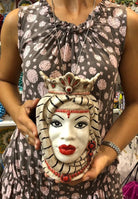 Teste di Moro Afro Ceramica Caltagirone cm H.25 L.17 Artigianale Turbante Striscie DD CERAMICHE SICILIANE