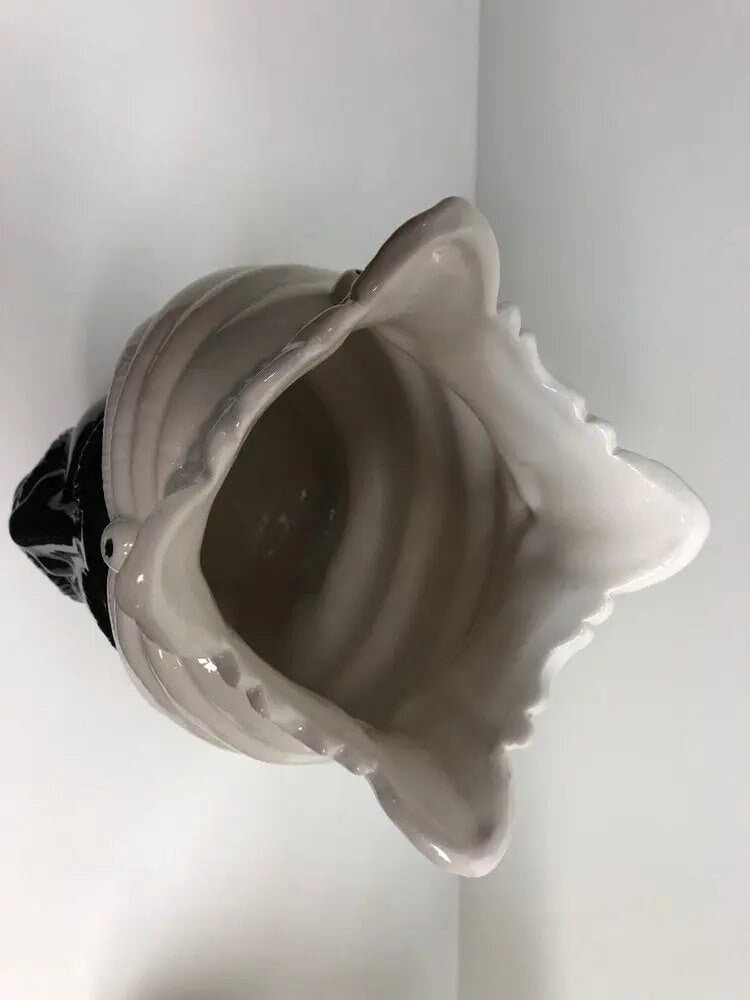 Teste di Moro Afro Ceramica Caltagirone cm H.25 L.17 Artigianale Bicolore Bianco Nero DD CERAMICHE SICILIANE