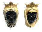 Teste di Moro Afro Ceramica Caltagirone cm H.25 L.17 Artigianale Bicolore Giallo Nero - DD CERAMICHE SICILIANE