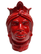 Teste di Moro Afro Ceramica Caltagirone cm H.25 L.17 Artigianale Rosso - DD CERAMICHE SICILIANE