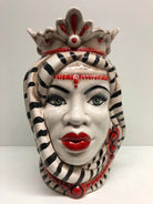 Teste di Moro Afro Ceramica Caltagirone cm H.25 L.17 Artigianale Turbante Striscie DD CERAMICHE SICILIANE